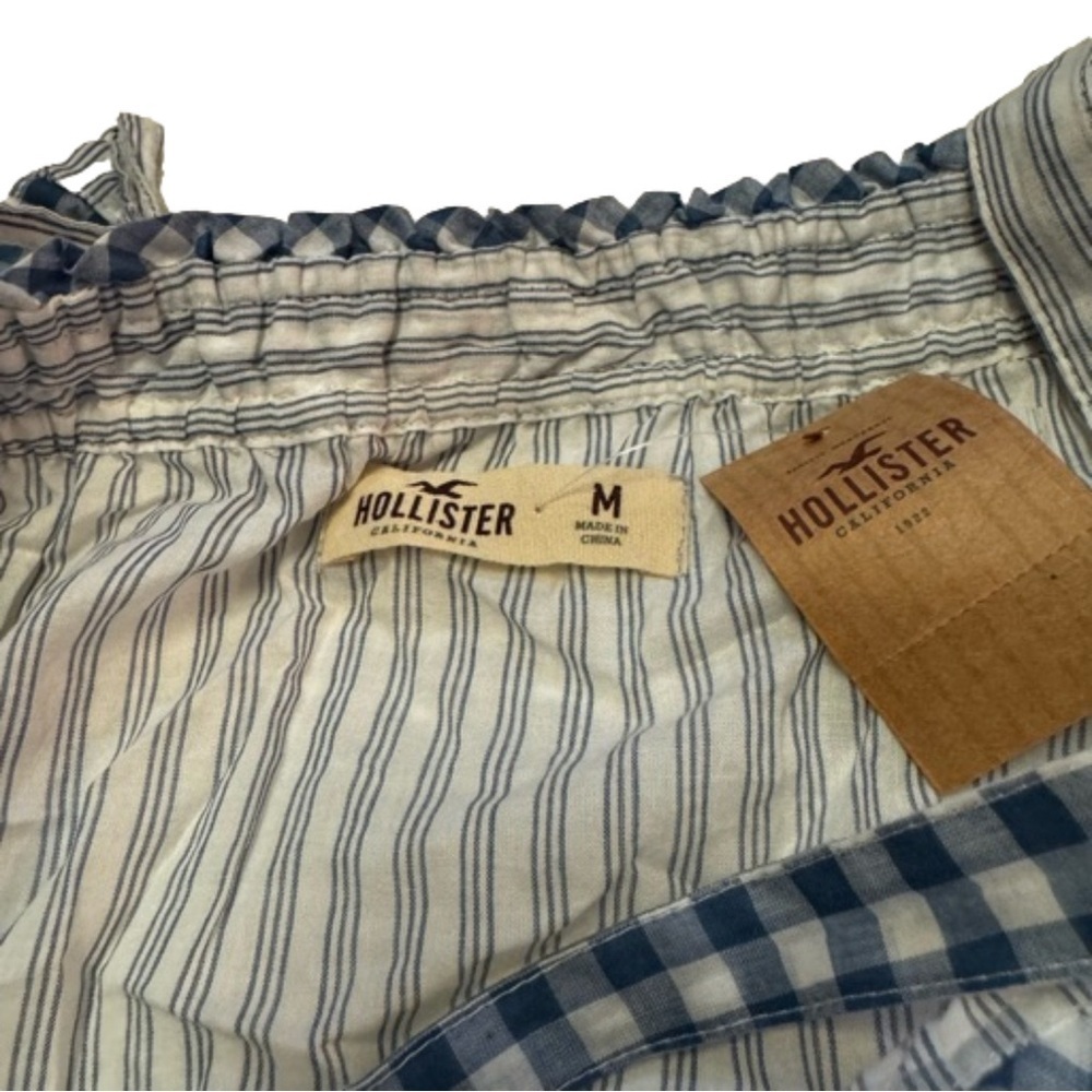 Hollister Blue and White Striped Camisole Tank Top Size M Adjustable Straps Tie - Picture 7 of 17